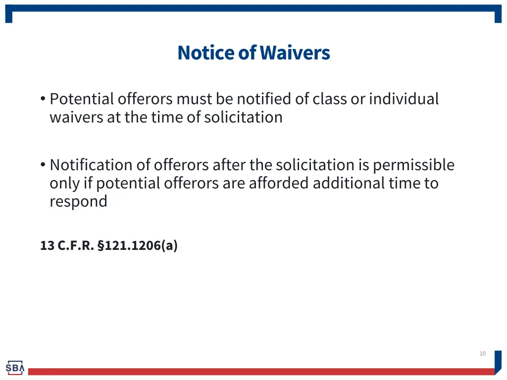 notice of waivers