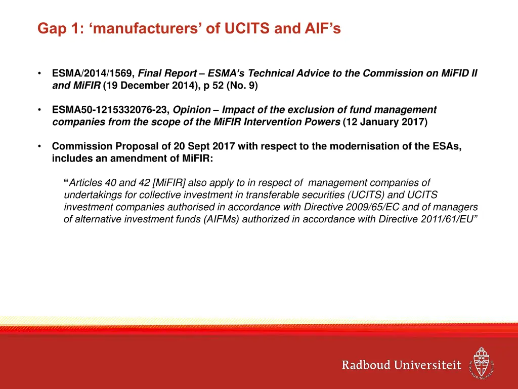 gap 1 manufacturers of ucits and aif s