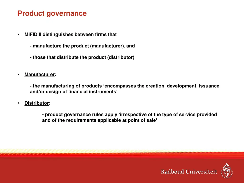 product governance