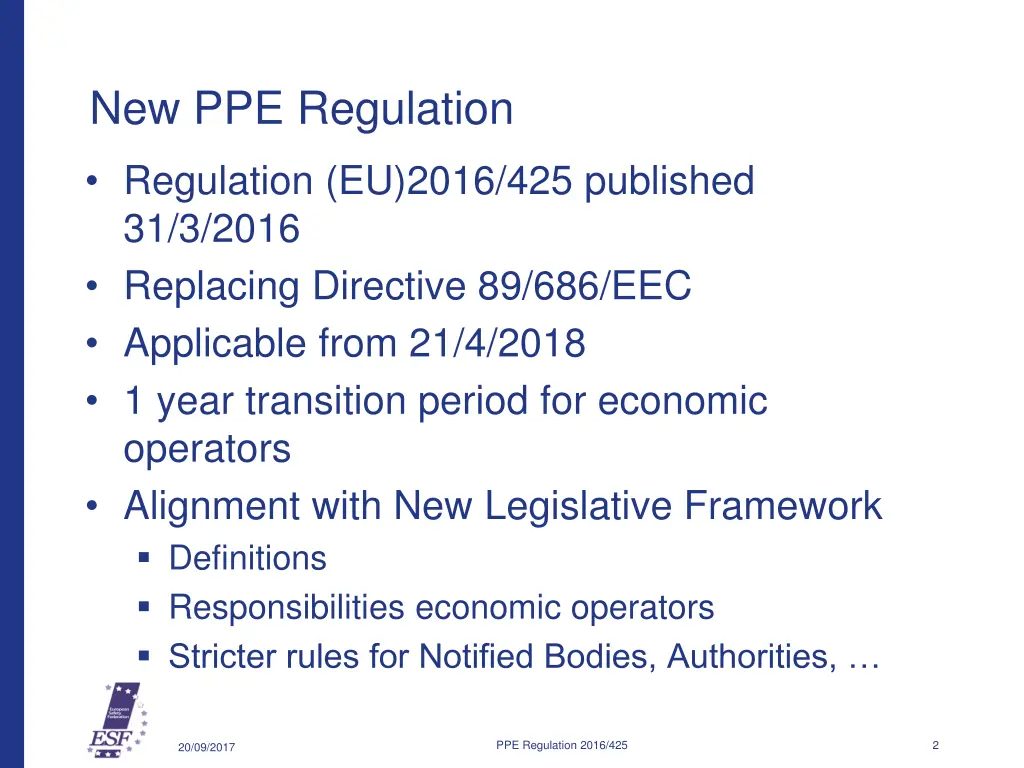 new ppe regulation