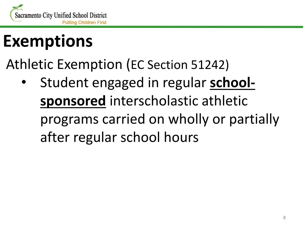 exemptions athletic exemption ec section 51242