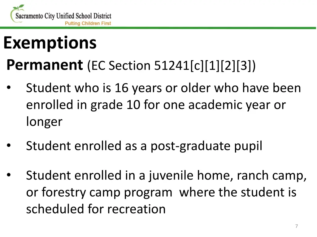 exemptions permanent ec section 51241