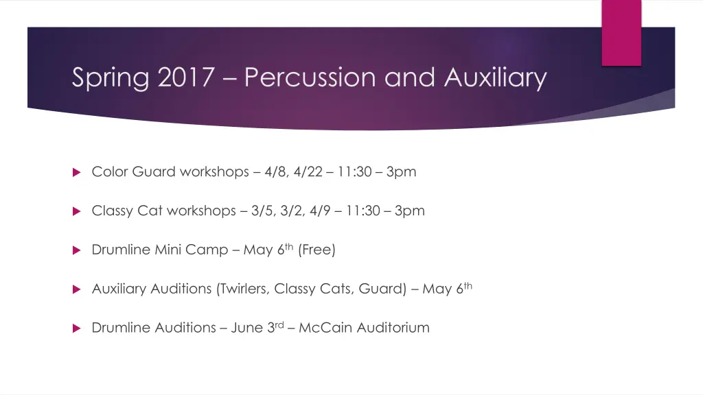 spring 2017 percussion and auxiliary