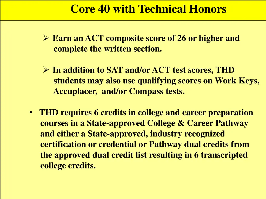 core 40 with technical honors