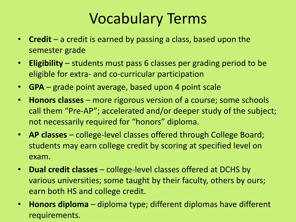 vocabulary terms