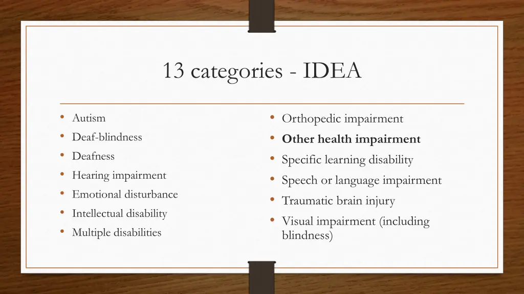 13 categories idea