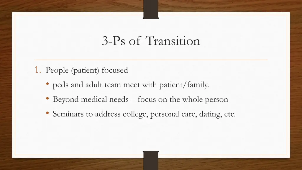 3 ps of transition