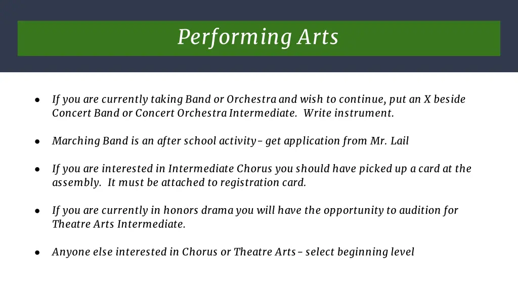 performing arts