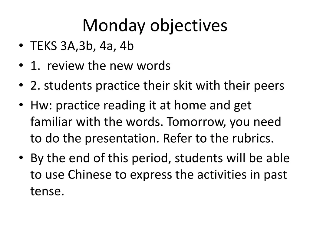 monday objectives teks 3a 3b 4a 4b 1 review