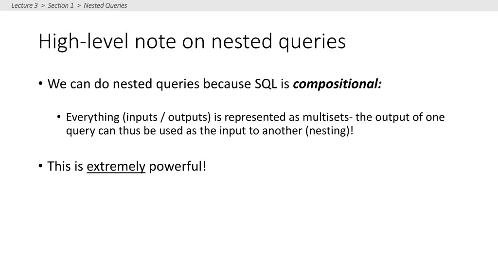 lecture 3 section 1 nested queries lecture 1