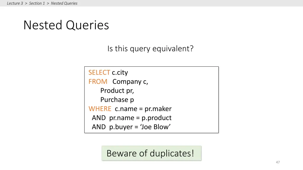 lecture 3 section 1 nested queries lecture 3