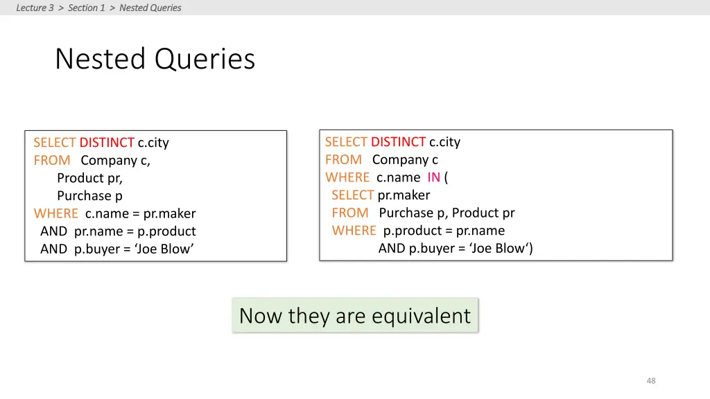 lecture 3 section 1 nested queries lecture 4