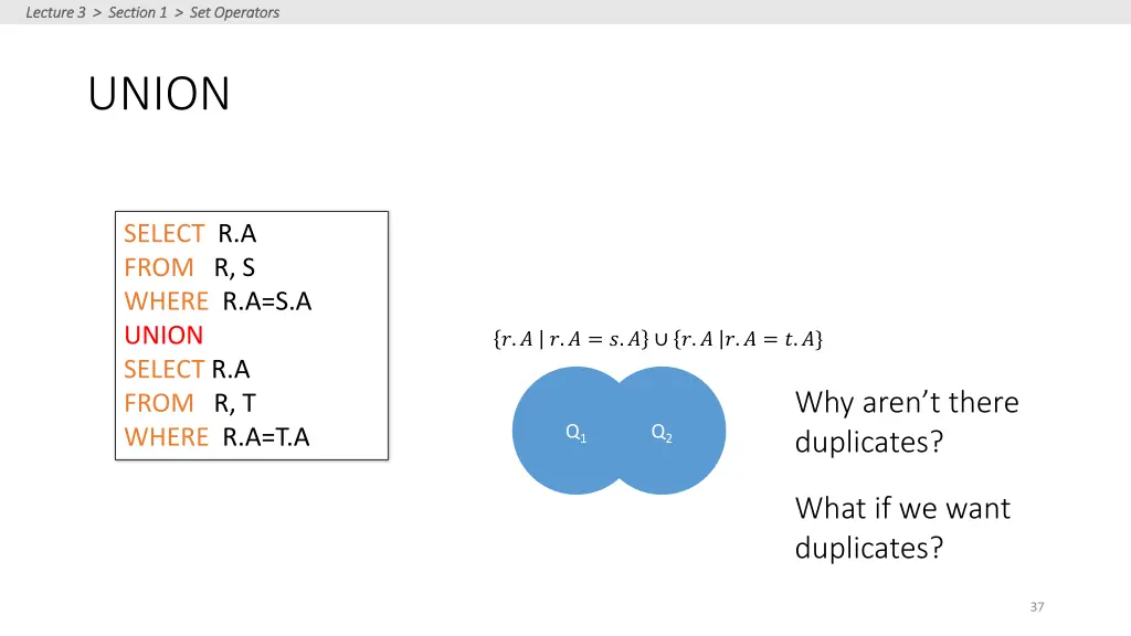 lecture 3 section 1 set operators lecture 10