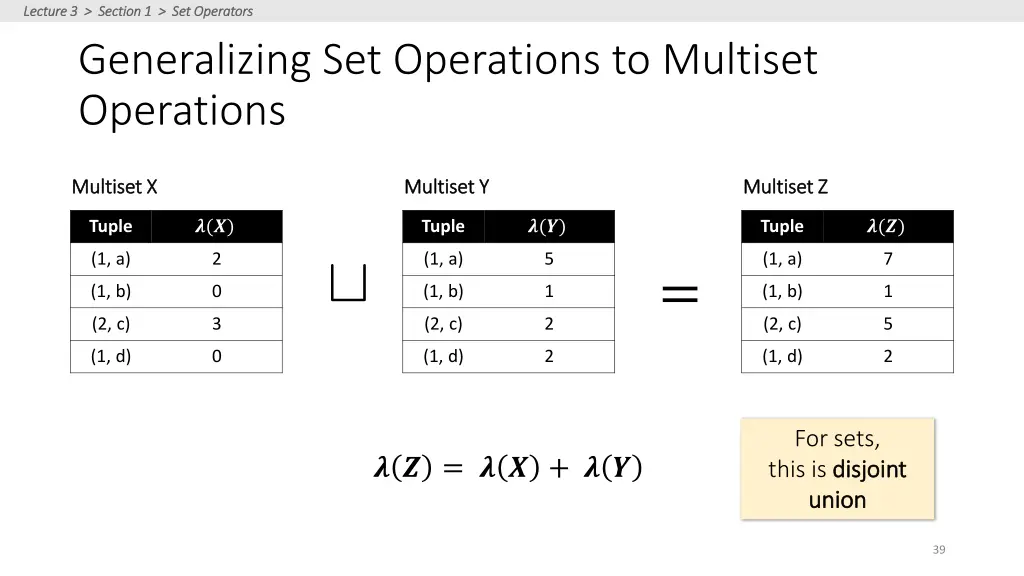 lecture 3 section 1 set operators lecture 12