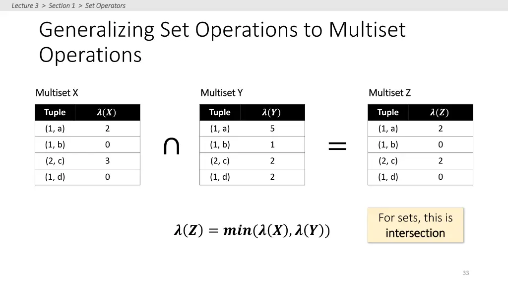 lecture 3 section 1 set operators lecture 6