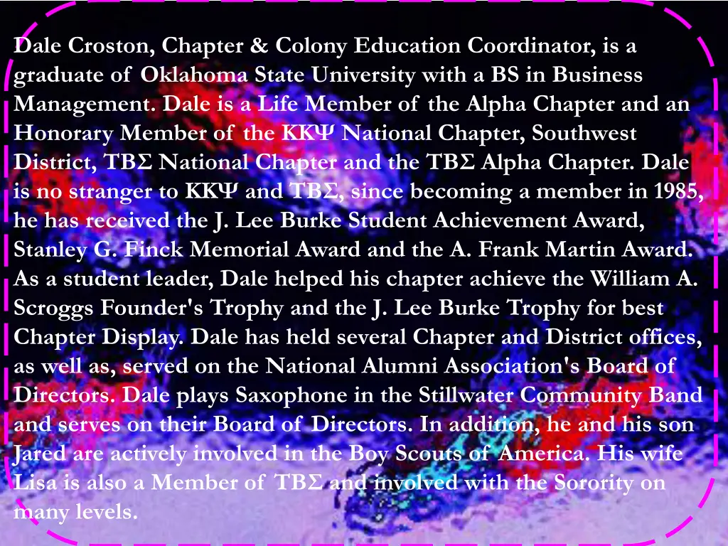 dale croston chapter colony education coordinator