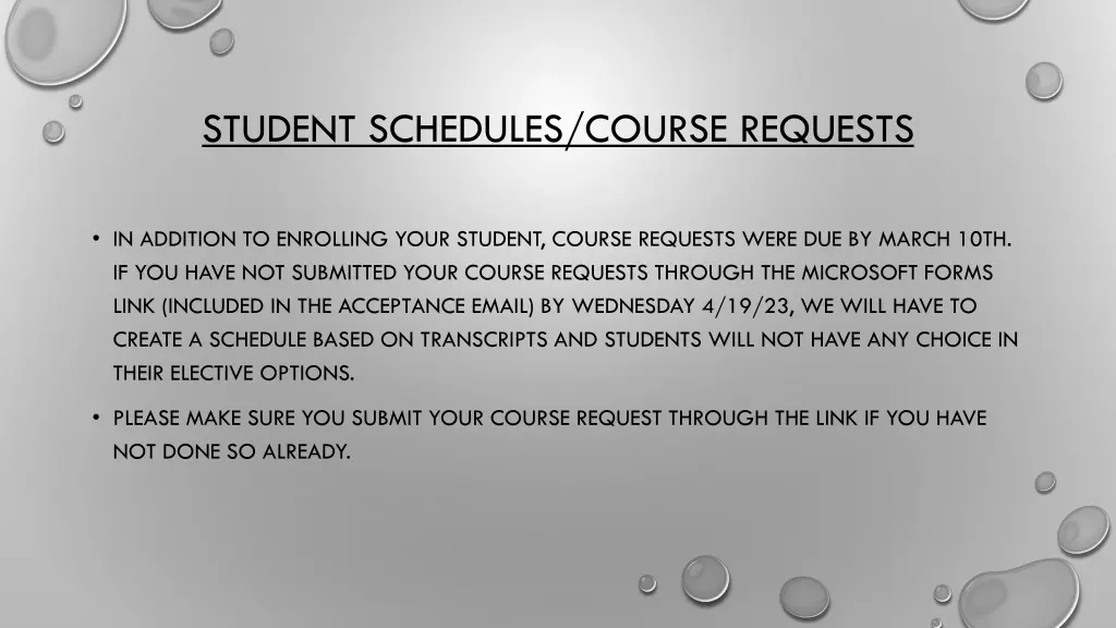 student schedules course requests