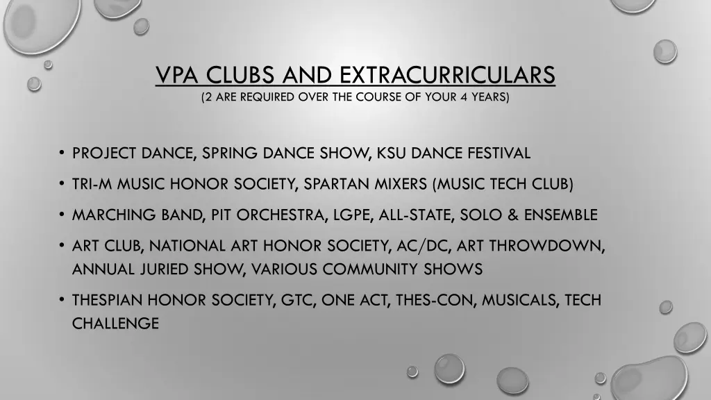 vpa clubs and extracurriculars 2 are required