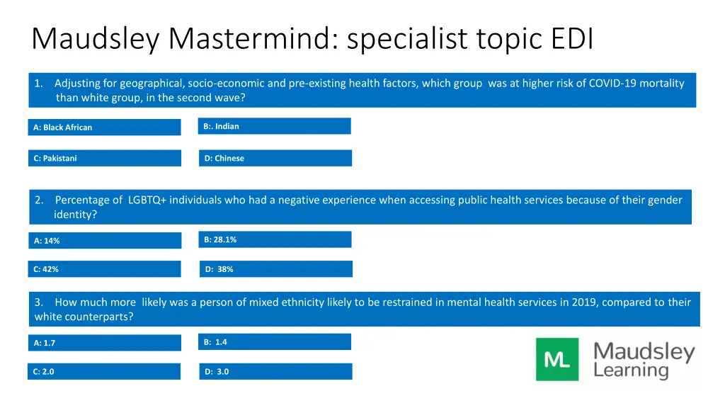 maudsley mastermind specialist topic edi 2