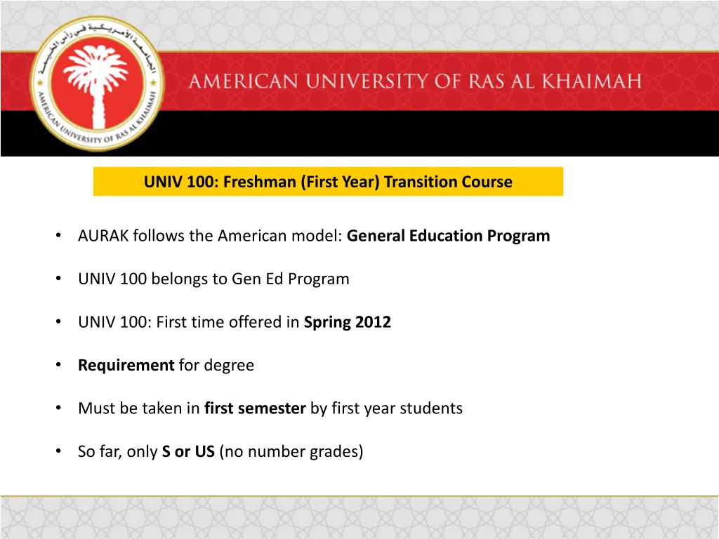 univ 100 freshman first year transition course