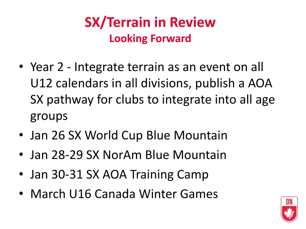 sx terrain in review looking forward