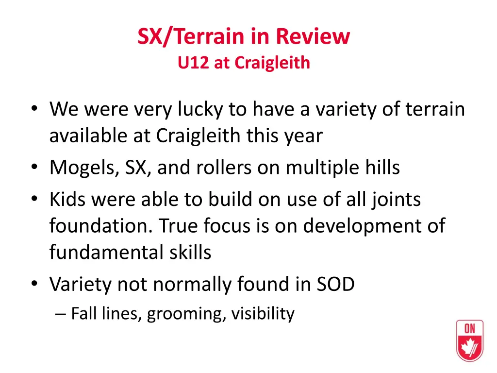 sx terrain in review u12 at craigleith