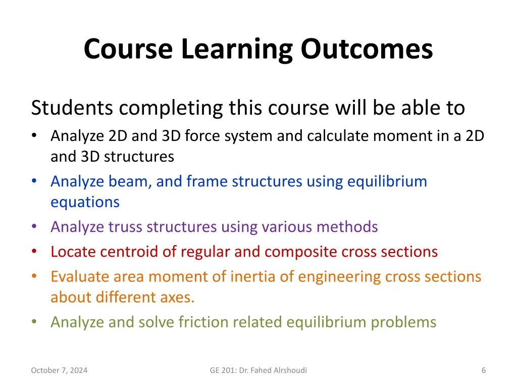 course learning outcomes