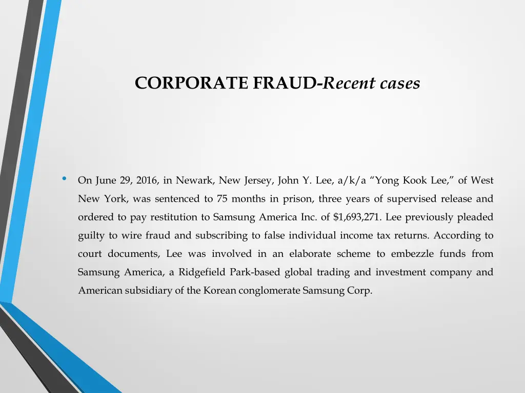 corporate fraud recent cases 11