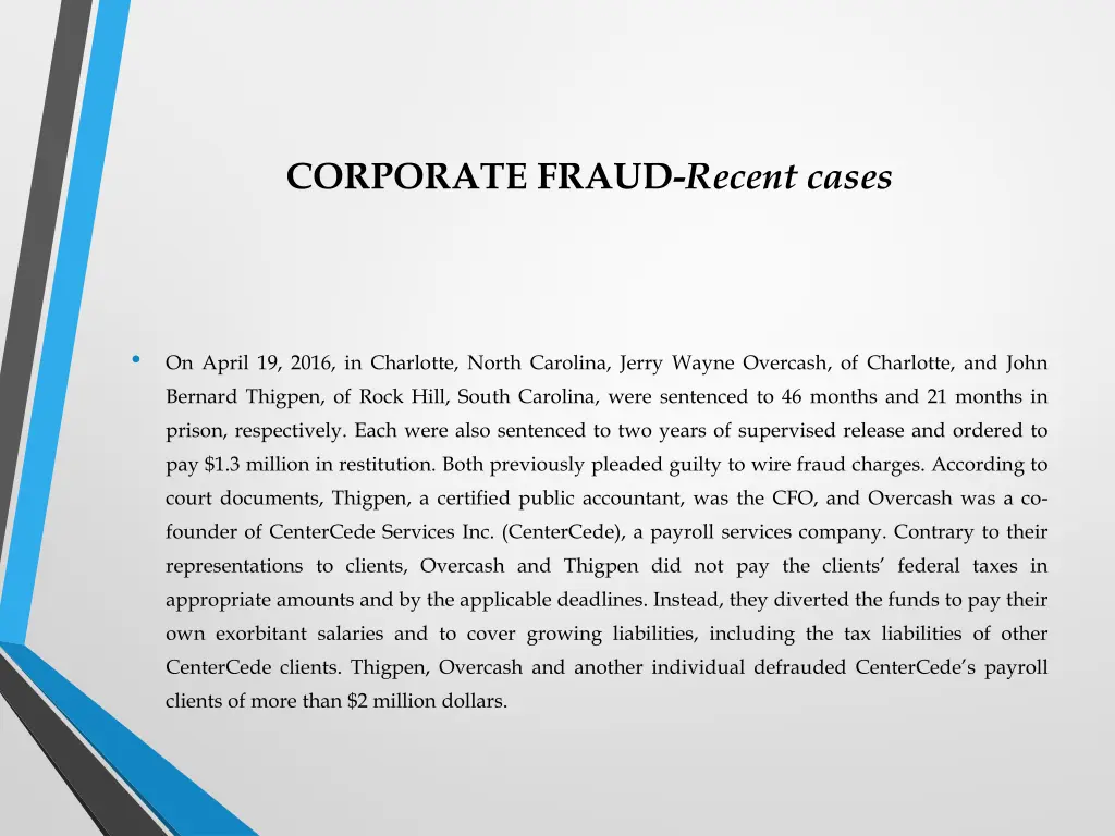 corporate fraud recent cases 13