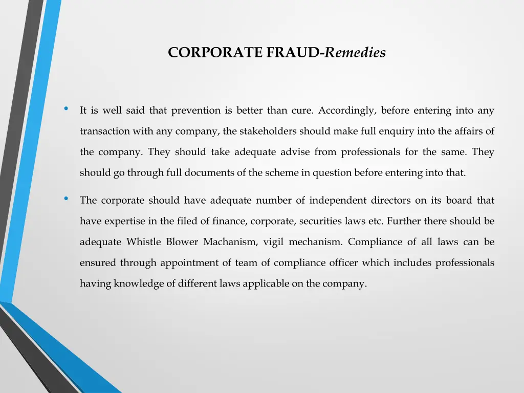 corporate fraud remedies