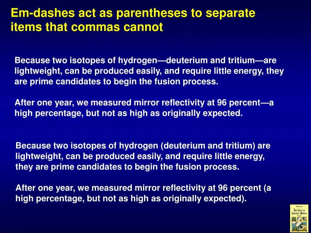 em dashes act as parentheses to separate items