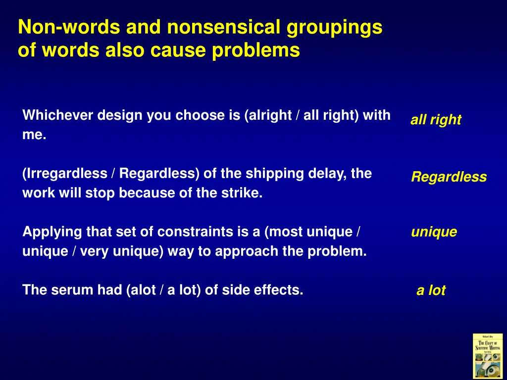 non words and nonsensical groupings of words also