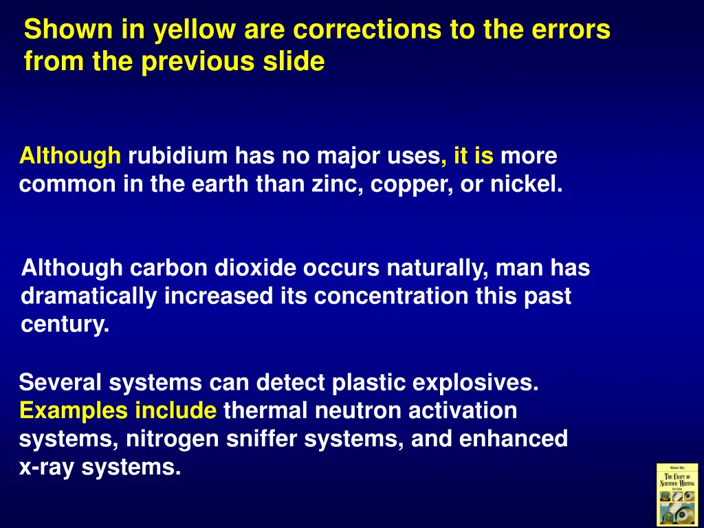 shown in yellow are corrections to the errors