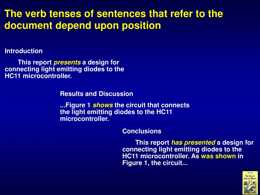 the verb tenses of sentences that refer