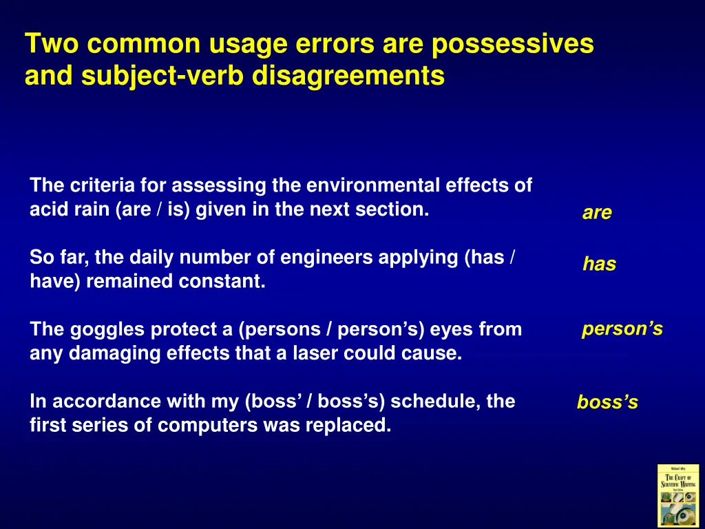 two common usage errors are possessives