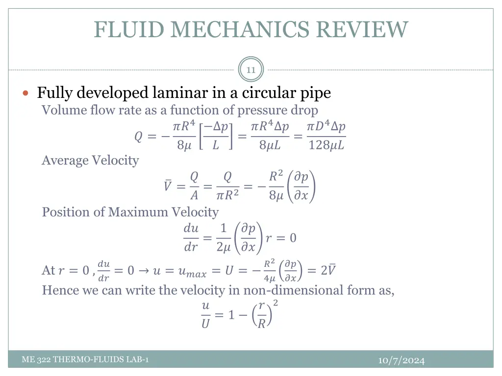 fluid mechanics review 10