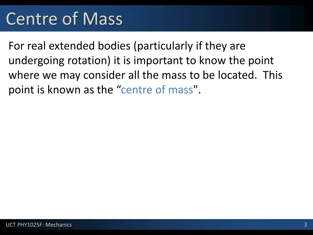 centre of mass