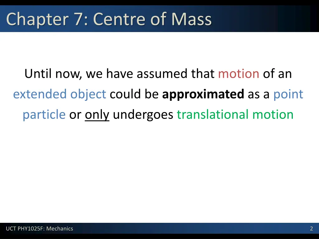 chapter 7 centre of mass