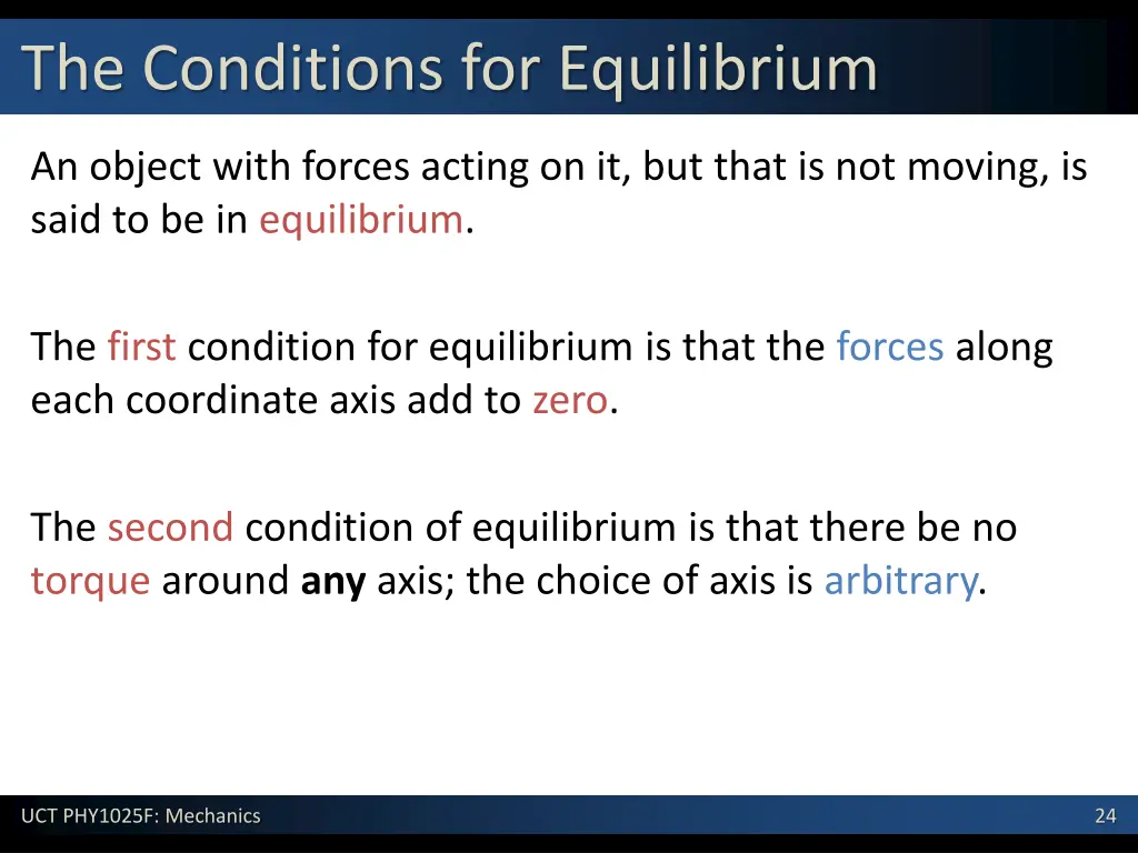 the conditions for equilibrium