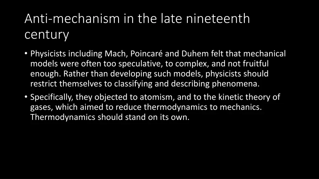 anti mechanism in the late nineteenth century