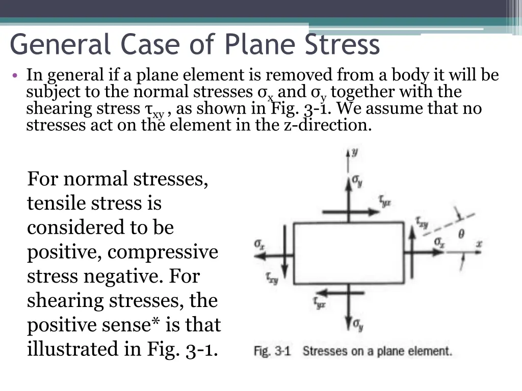 general case of plane stress in general