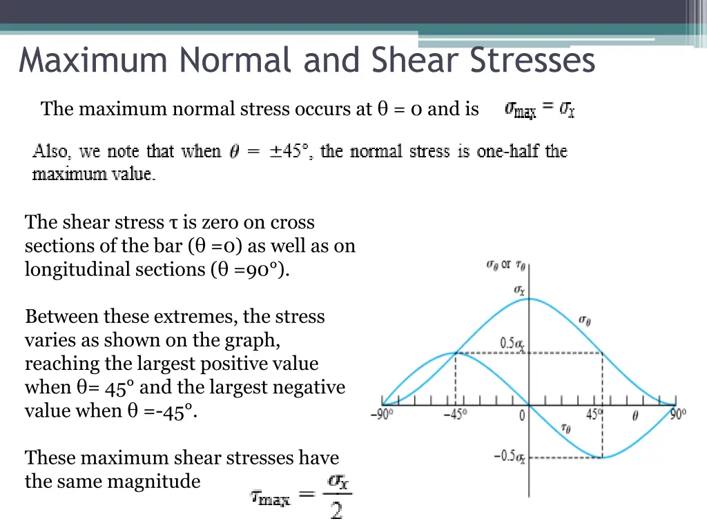 maximum normal and shear stresses