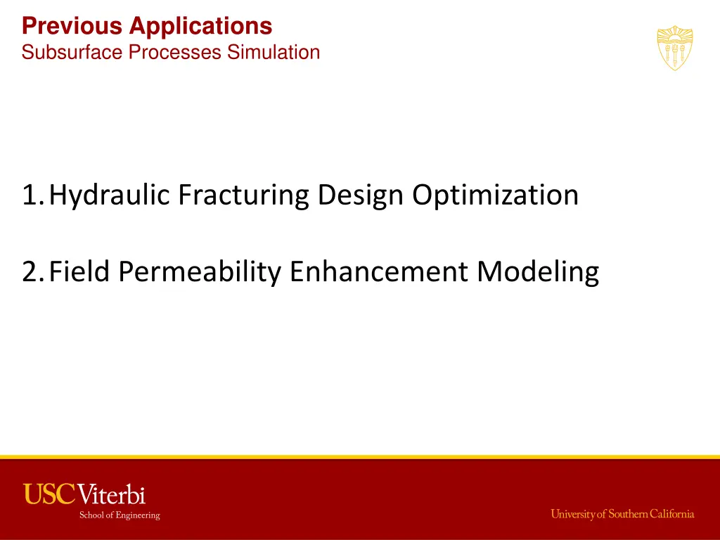 previous applications subsurface processes