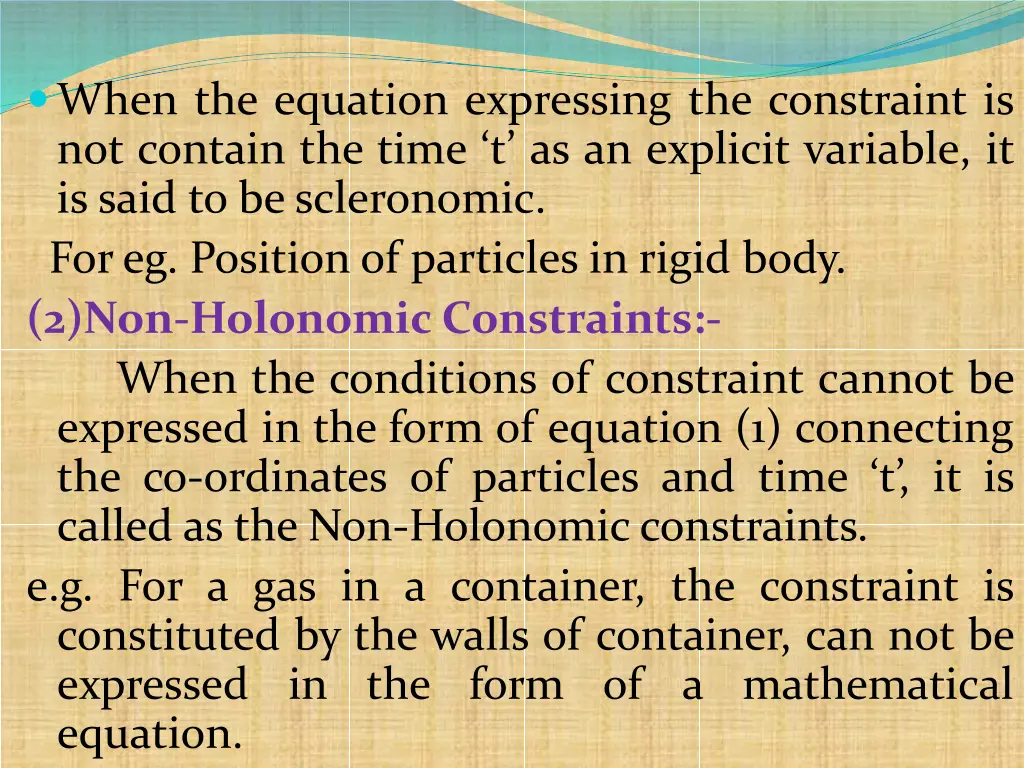 when the equation expressing the constraint