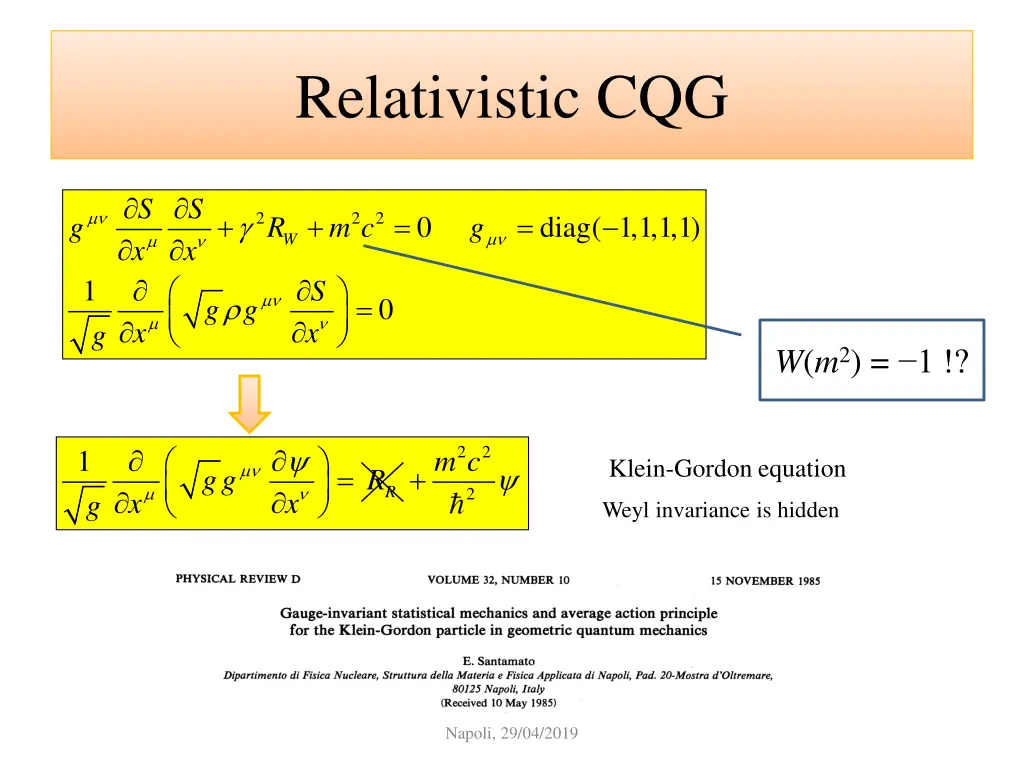 relativistic cqg