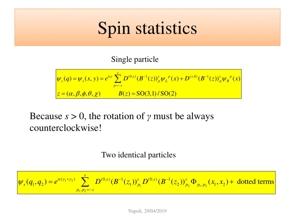 spin statistics 2