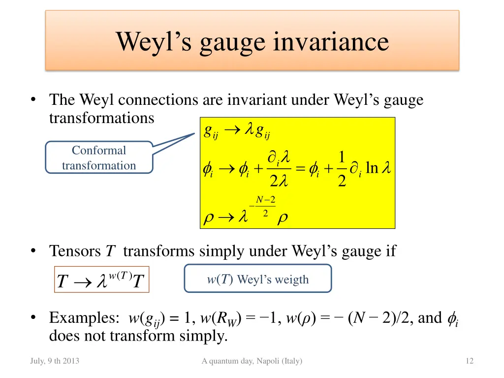 weyl s gauge invariance