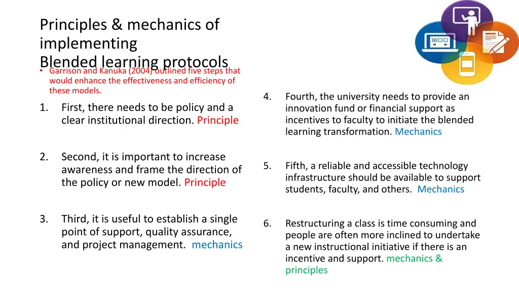 principles mechanics of implementing blended