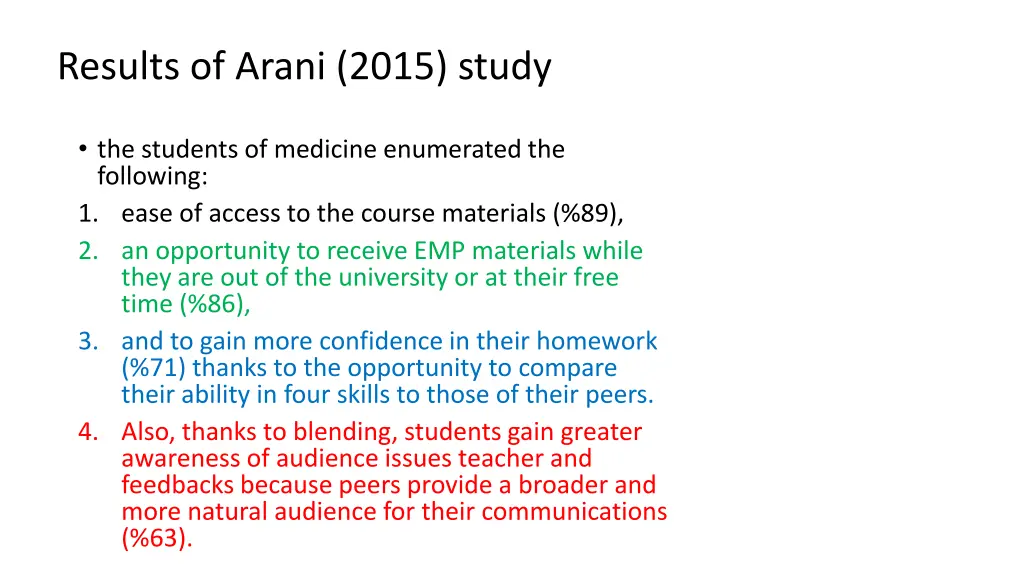 results of arani 2015 study