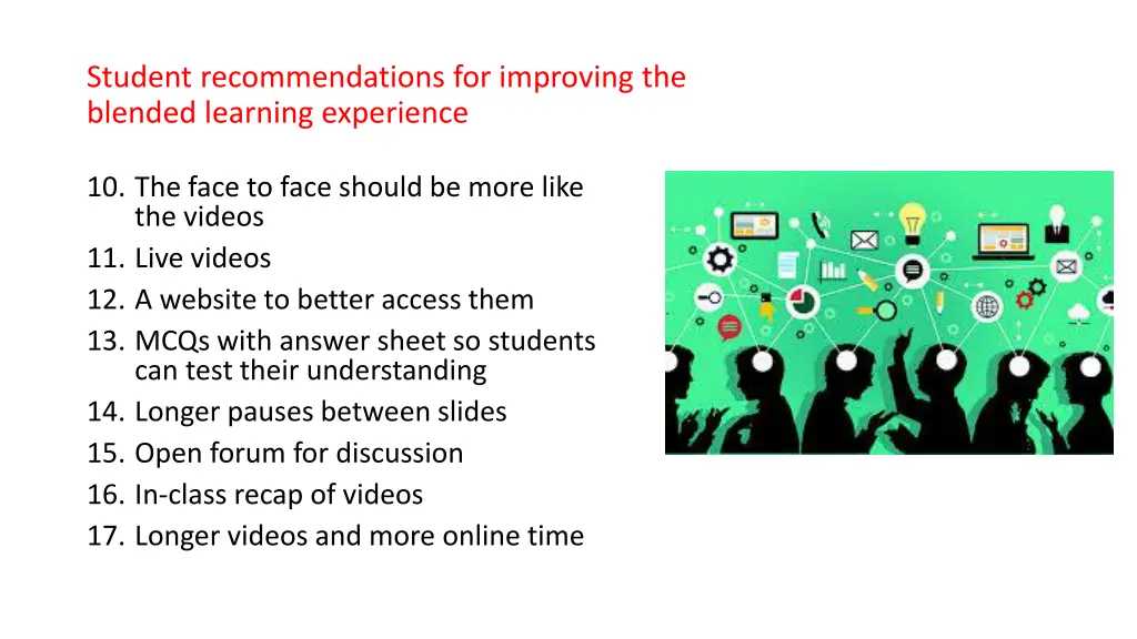 student recommendations for improving the blended